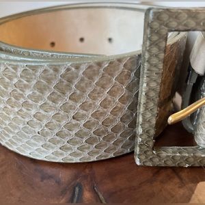 ST JOHN BELT 2” Genuine Snake LEATHER USA ADJUSTABLE SJ40449  Greige Large